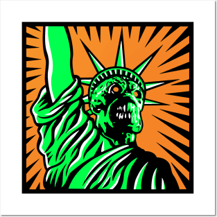 Martian Liberty neon colors orange/green Posters and Art